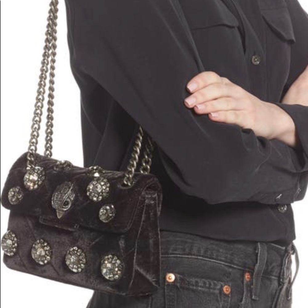 SOLD⛔️Auth.KURT GEIGER LONDON Velvet crystals  chain convert shoulder/Crosb - Picture 10 of 12